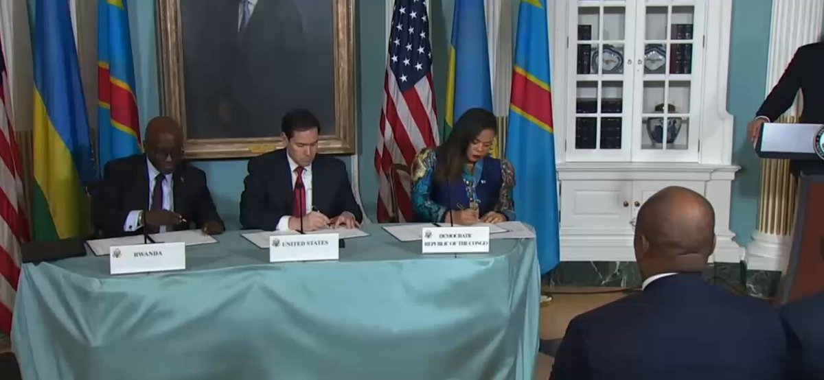 #Washington, signature de l’accord de paix entre la #RDC et le #Rwanda sous l’égide du secrétaire d’Etat américain Secretary Marco Rubio #DRC Thérèse Kayikwamba Wagner Thérèse Kayikwamba Wagner