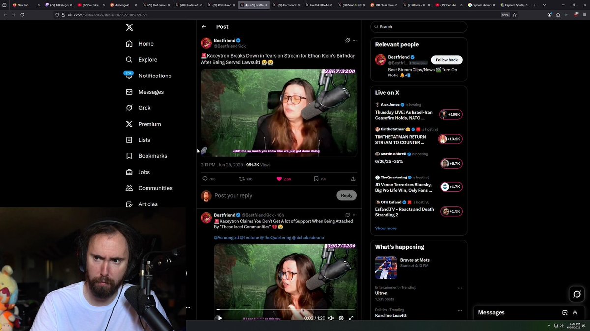 Didn't realize the audio of Asmongold was muted. The loser has me banned from his stream because he doesn't want me to clip how often he harasses me.😭 Here's the unmuted video: