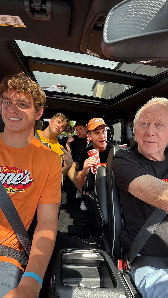 .Arch Manning, Cooper Manning, Archie Manning, Garrett Nussmeier, and Todd Graves always stop when they pass a Cane's on their way to Manning Passing Academy