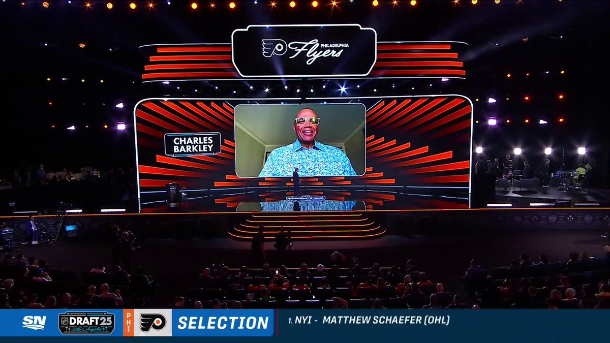 Philadelphia royalty making the sixth overall pick! 🤩 Charles Barkley and the Philadelphia Flyers select Porter Martone! 🟠 📺: 2025 Upper Deck #NHLDraft on ESPN, ESPN+, Sportsnet and TVA Sports
