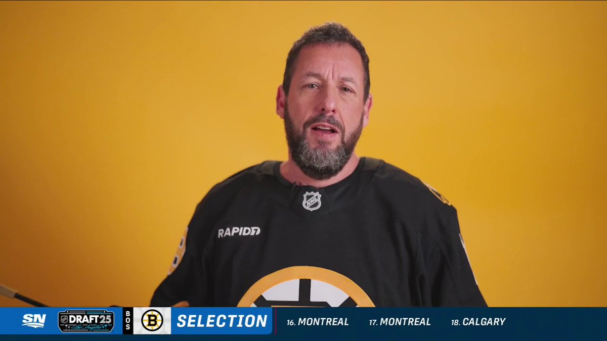 Happy Gilmore makes the pick! 🏌️ Adam Sandler and the Boston Bruins select James Hagens! 📺: 2025 Upper Deck #NHLDraft on ESPN, ESPN+, Sportsnet and TVA Sports