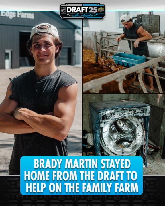 If you were wondering why Brady Martin wasn't at the #NHLDraft tonight! 👨‍🌾 📺: 2025 Upper Deck #NHLDraft on ESPN, ESPN+, Sportsnet, and TVA Sports