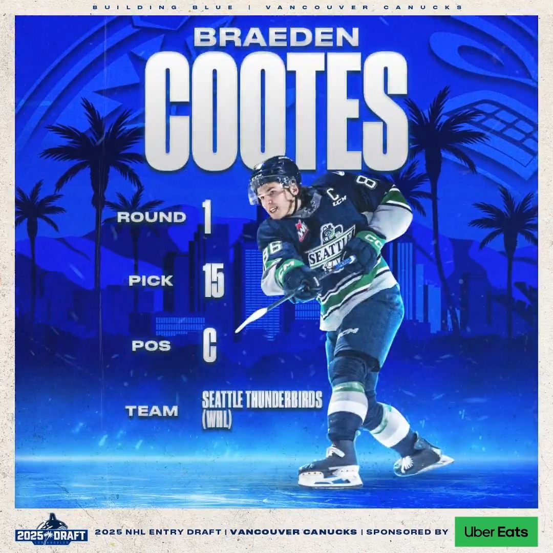 Welcome to the Vancouver #Canucks, BRAEDEN COOTES! #NHLDraft | Uber Eats