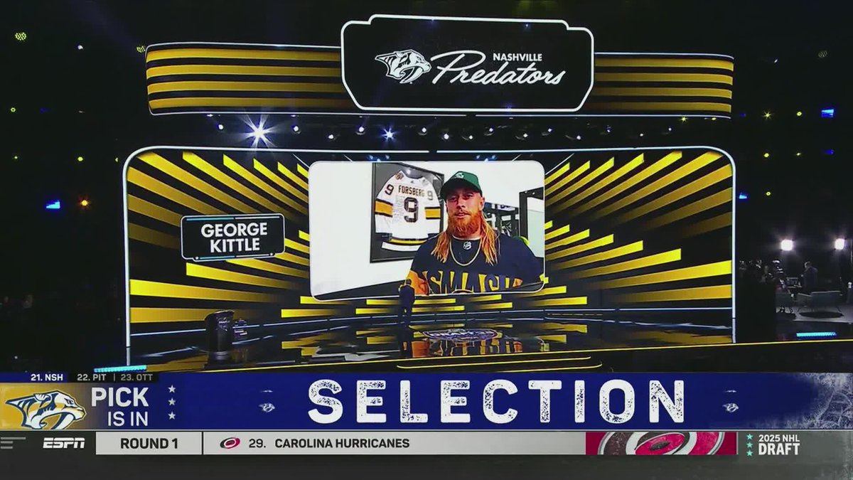 George Kittle with the Preds #21 pick, Cameron Reid 🏈
