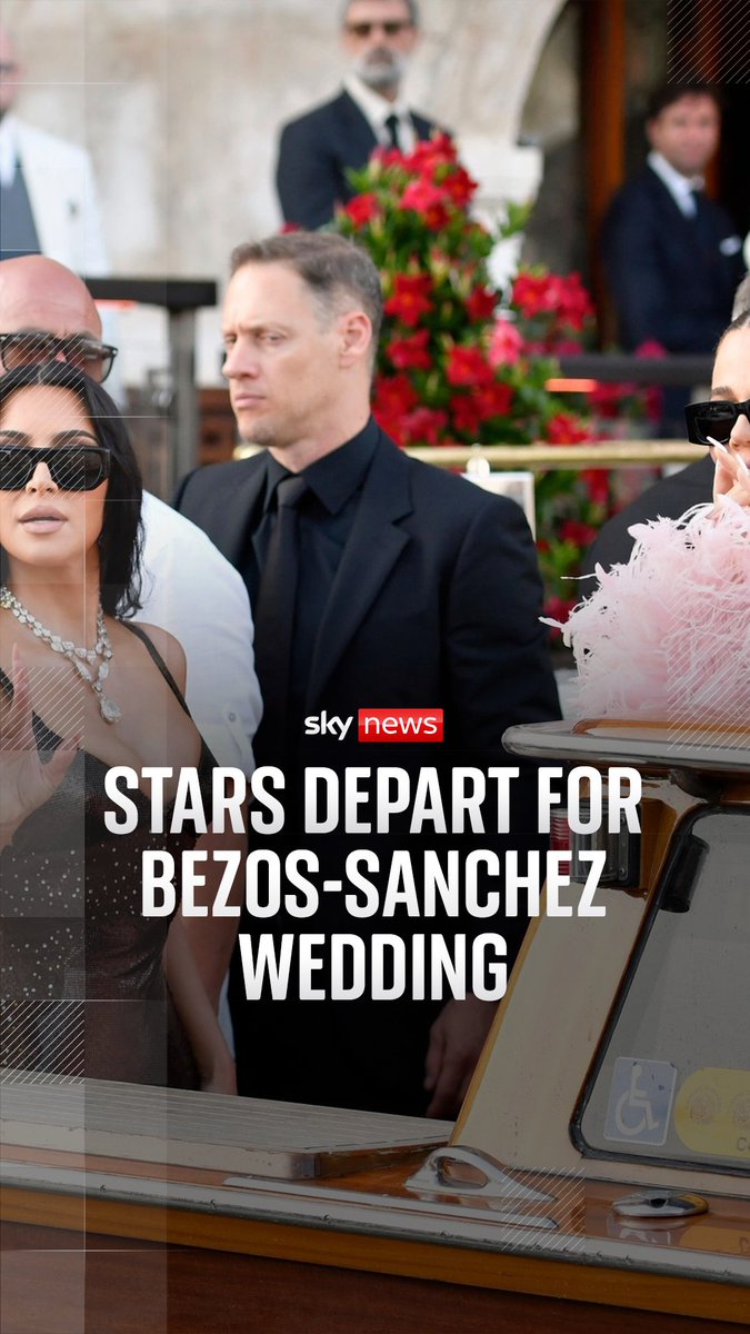 Celebrities, including members of the Kardashian family and Oprah Winfrey, left their hotel in Venice to attend Jeff Bezos and Lauren Sanchez's wedding.