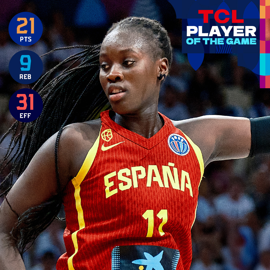 Partido memorable de la alicantina Awa Fam para clasificar a la selección a la final del Eurobasket. Sus padres inmigrantes vinieron de Senegal y vendían comida africana en mercadillos y en un local de barrio en Alicante. Grande.