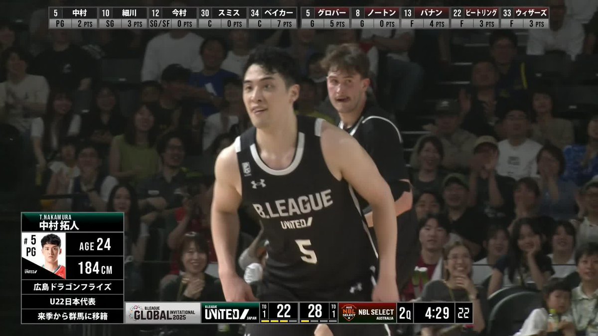 苦しい状況を打開する一撃☄️ #5 中村のタフすぎる3Pシュートが決まる😳 中村拓人/TakutoNakamura 広島ドラゴンフライズ 📡バスケットLIVEで生配信中 #Bリーグ #BleagueUnited