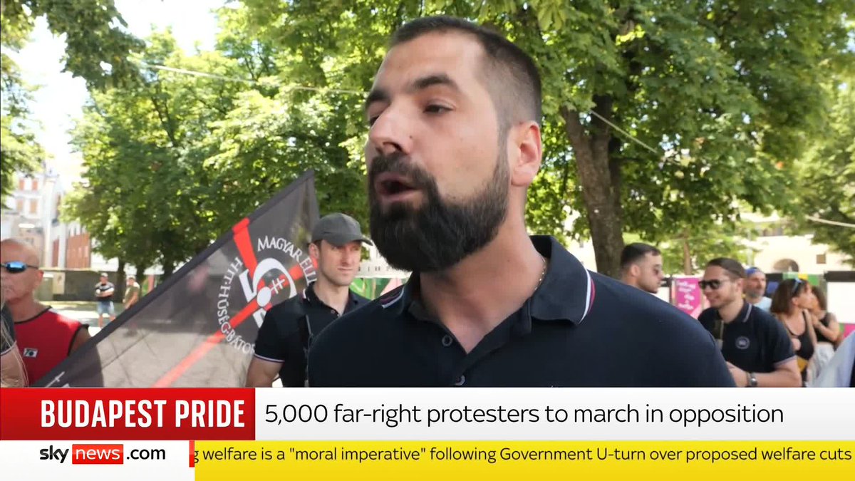 "They [the LGBTQ community] are dangerous for our families." Siobhán Robbins Sky speaks to Gabor Kelemen from the Sixty-Four Counties Youth Movement as thousands take to the streets for Budapest Pride, despite warnings of legal consequences. 📺 Sky 501/YT