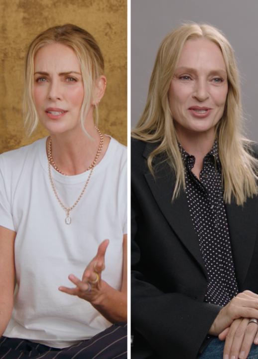 Uma Thurman is Charlize Theron's personal action hero. See them together when The Old Guard 2 premieres July 2!