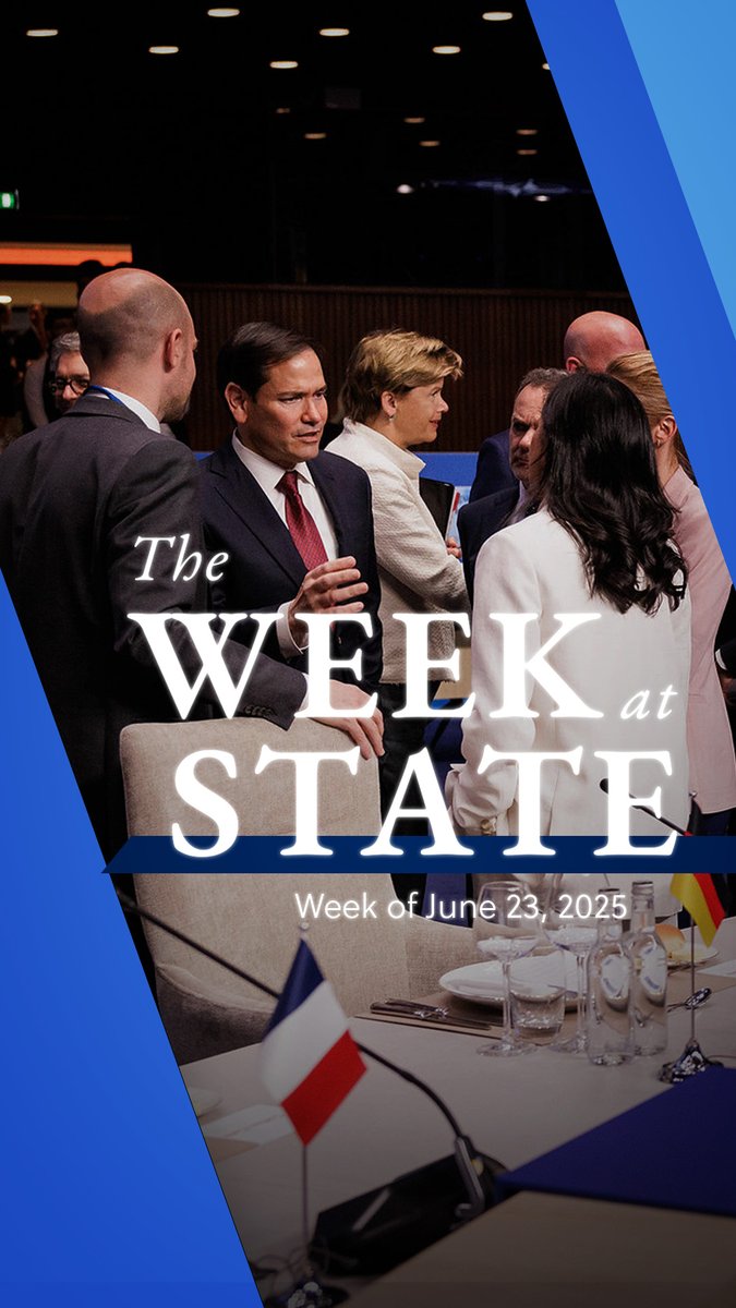 This week at State: 🕊️ Historic ceasefire between Israel and Iran 🤝 President Donald J. Trump and Secretary Marco Rubio attend NATO summit in 🇳🇱 🌎 Christopher Landau at the OAS General Assembly @StateDeptSpox explains: