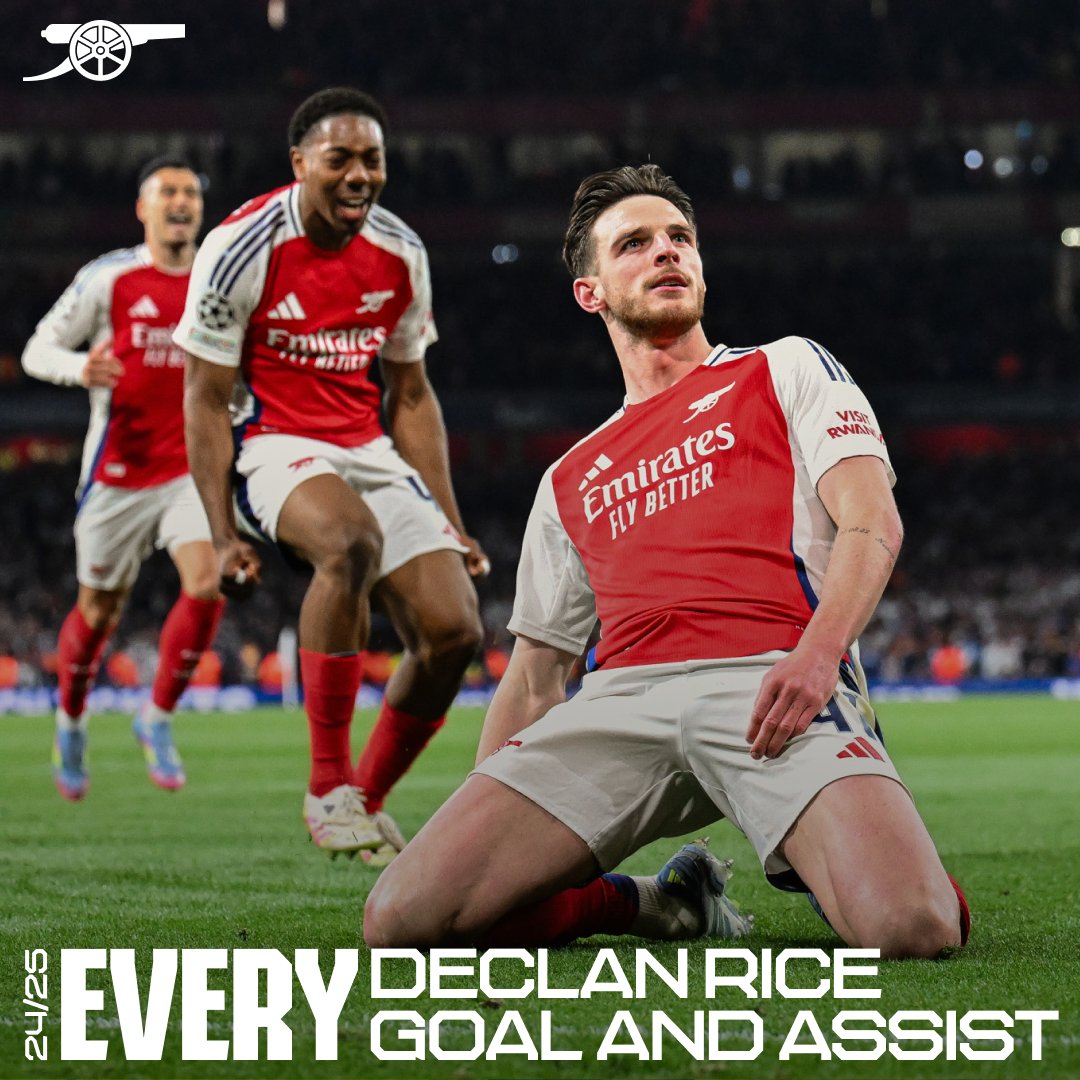 A compilation fit for our Player of the Season 🪄 Sit back, relax and enjoy every 24/25 Declan Rice goal and assist 🍿