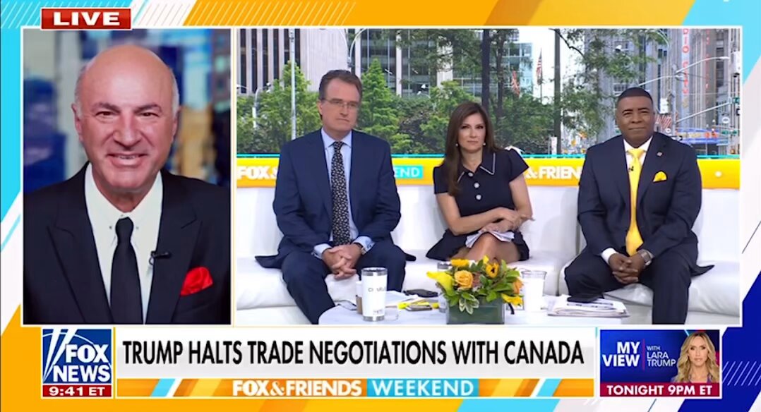 WATCH: Fox News hosts burst out laughing as Kevin O’Leary calls out Trudeau as the “Idiot King” for introducing Canada’s tariff on large US tech brands that has prompted President Trump to halt trade negotiations. “It was bad policy then and it’s bad policy now.”
