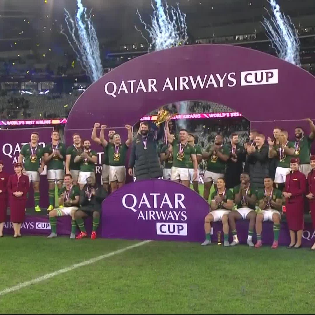 The Springboks retain the Qatar Airways Cup 👏👏 #SSRugby | #BARvRSA