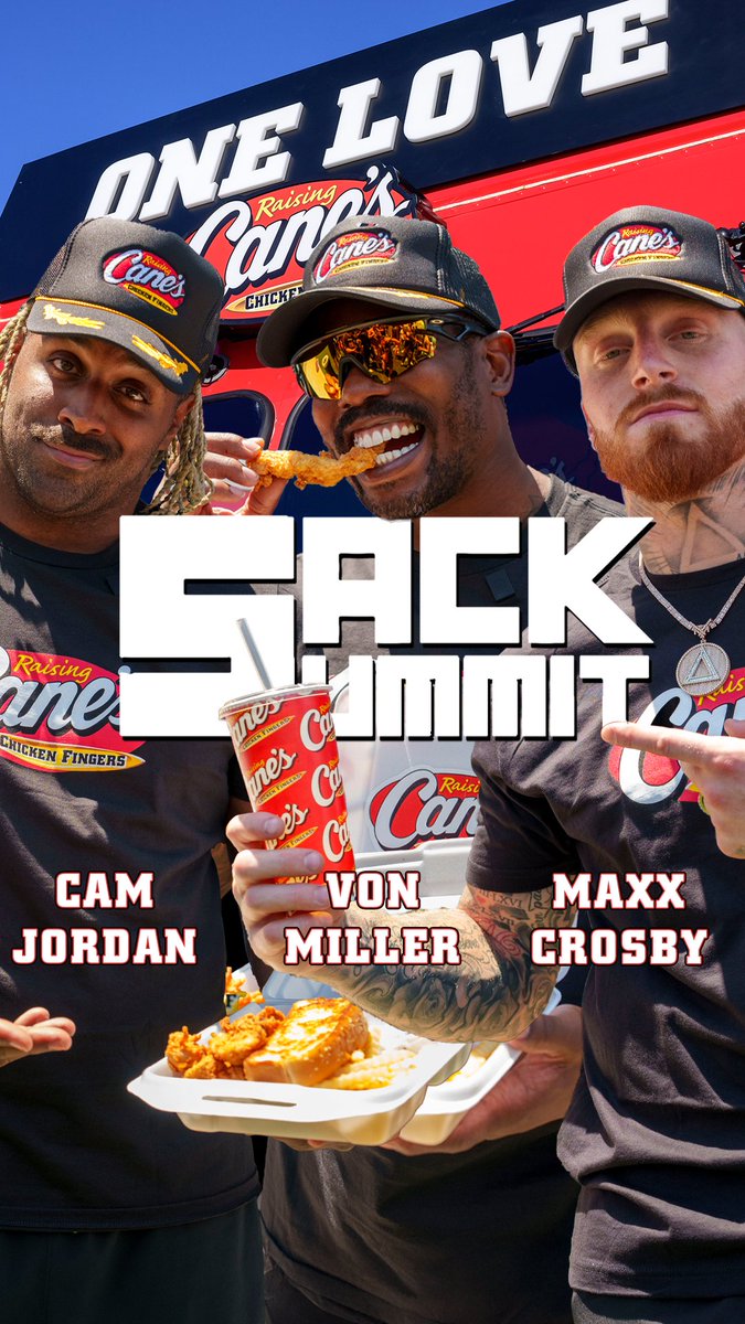 .Maxx Crosby , Von Miller &amp; Cam Jordan putting in work at Sack Summit fueled by Raising Cane's! 🏈