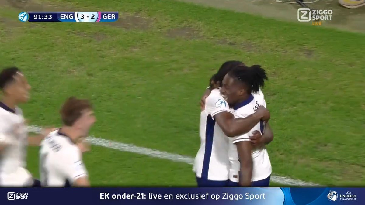 DIRECT RAAK! 💫 Engeland heeft maar twee minuten nodig in de verlenging voor de voorsprong 🫨 #ZiggoSport #U21EURO #ENGGER