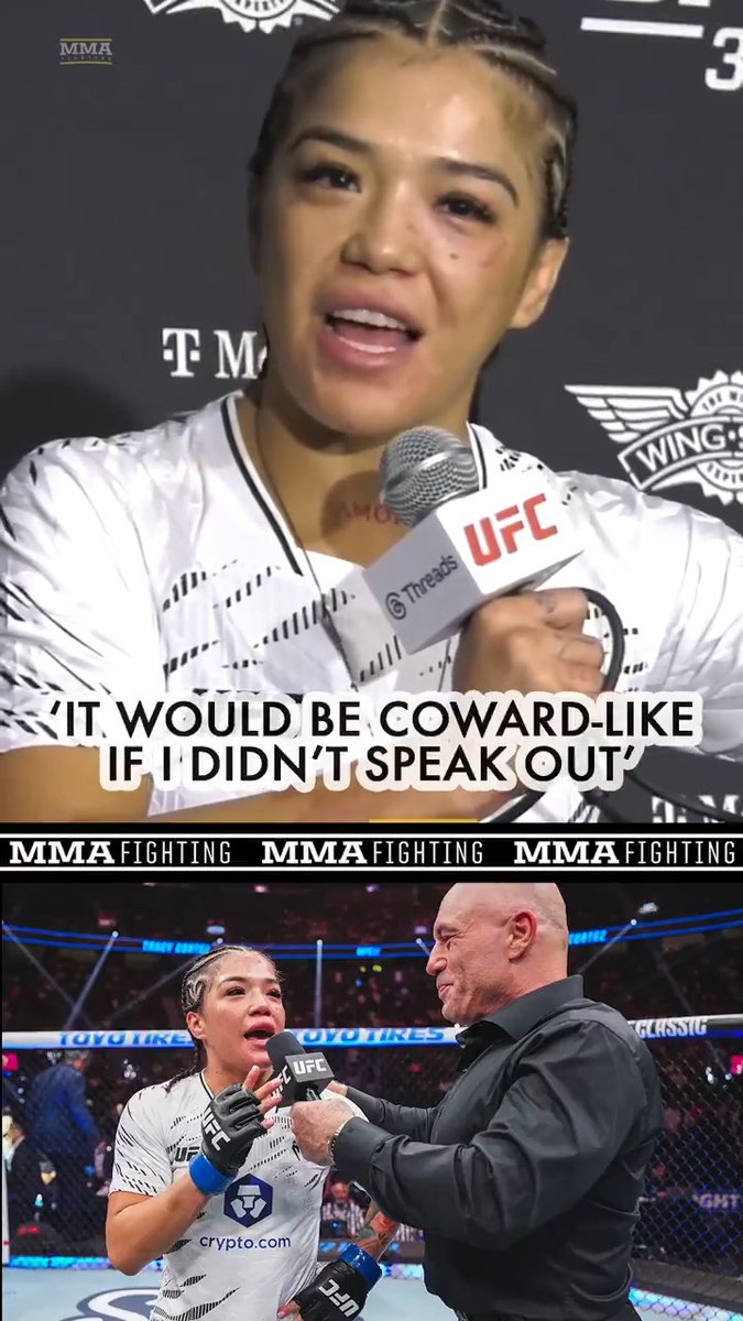 Tracy Cortez explains the message in her #UFC317 post-fight interview with Joe Rogan: "'It would be almost cowardly if I didn't speak on something."