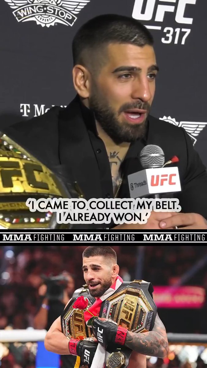 Ilia Topuria knew exactly how his fight against Charles Oliveira was going to play out at #UFC317: "I came to collect my belt. I already won it in the training sessions."