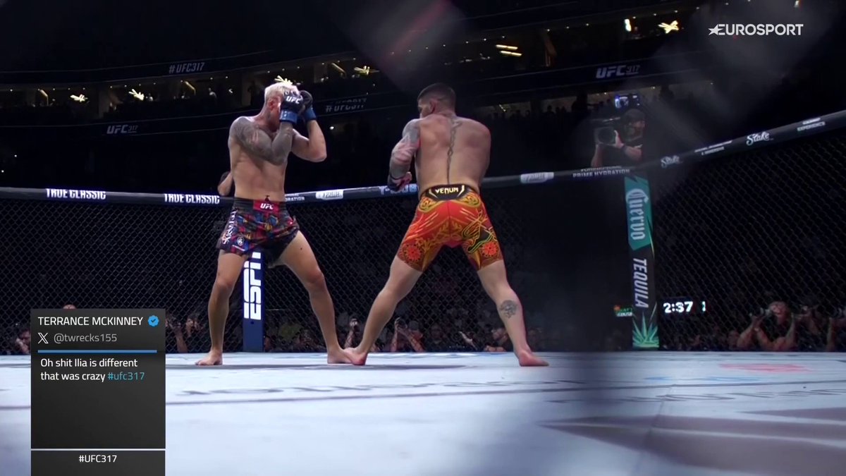 🤯 La toma en la que se aprecia perfectamente la tremebunda potencia de los puños de Ilia Topuria #UFC317 #TopuriaenMax