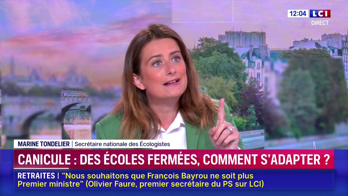 🔴 Marine Tondelier (Marine Tondelier), invitée de Marie Chantrait 🗣️ Canicule : "Il faut s'adapter et en même temps continuer à combattre le changement climatique parce que ce n'est pas ce qu'on fait, en tout cas pas assez vite et pas assez bien."