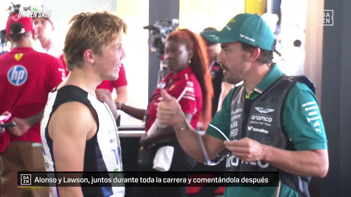 IMAGEN DAZN 🎥 El preciso instante en el que Lawson se ha enterado de que Alonso no pretendía atacarlo, solo lo estaba utilizando 😅 #AustriaDAZNF1 🇦🇹