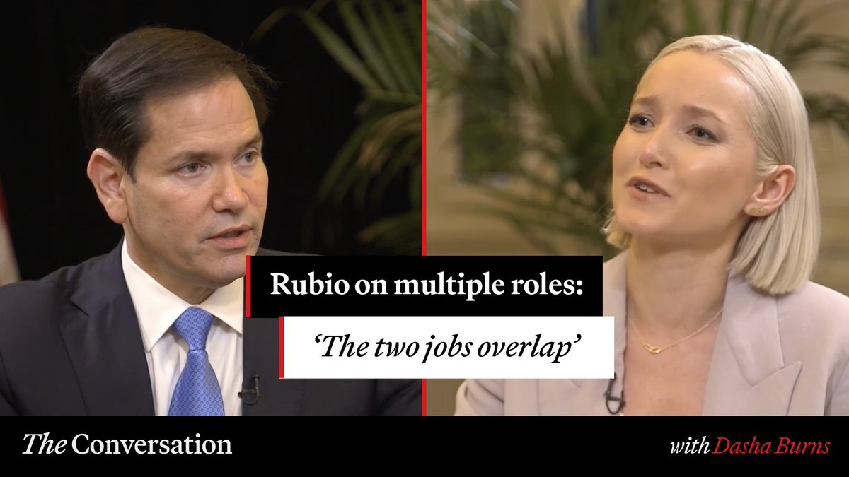 This week on The Conversation: Secretary Marco Rubio discusses his dual roles as Trump's Secretary of State and National Security Advisor. “The two jobs really do overlap in many cases," he tells our Dasha Burns. Watch the full episode: