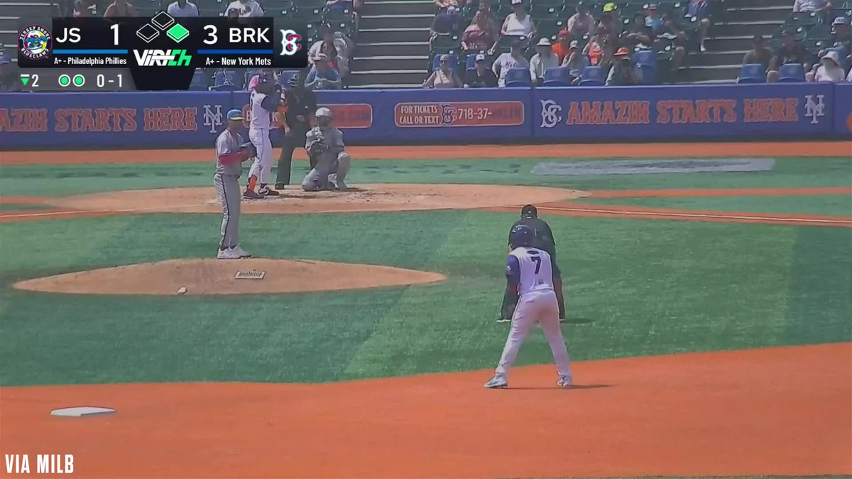 Jesse Winker just barely misses an opposite field home run in Brooklyn He'll settle for an RBI double in his first rehab appearance