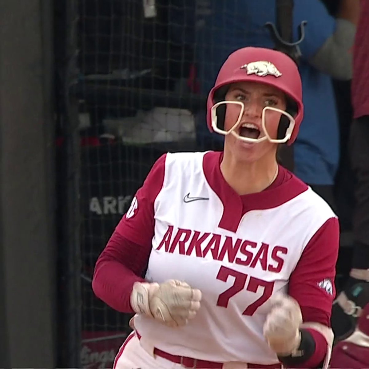 Bri Ellis was walked THREE times during the game to avoid pitching to her. Her first swing of the game was a walk-off grand slam. COLD. 🥶 Arkansas Softball | #SECNTakeover