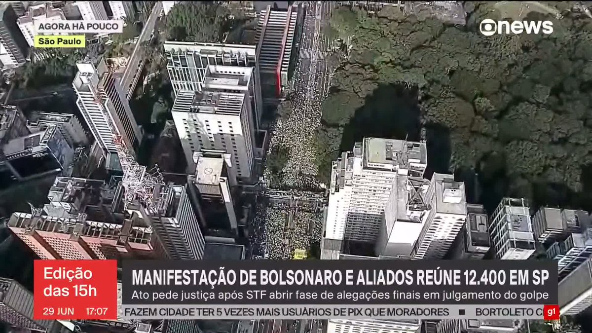 Segundo a USP, Cerca de 12,4 mil pessoas participaram do ato de Jair Bolsonaro e apoiadores neste domingo (29), na Avenida Paulista, em São Paulo. Saiba mais. ➡ Assista na #GloboNews: