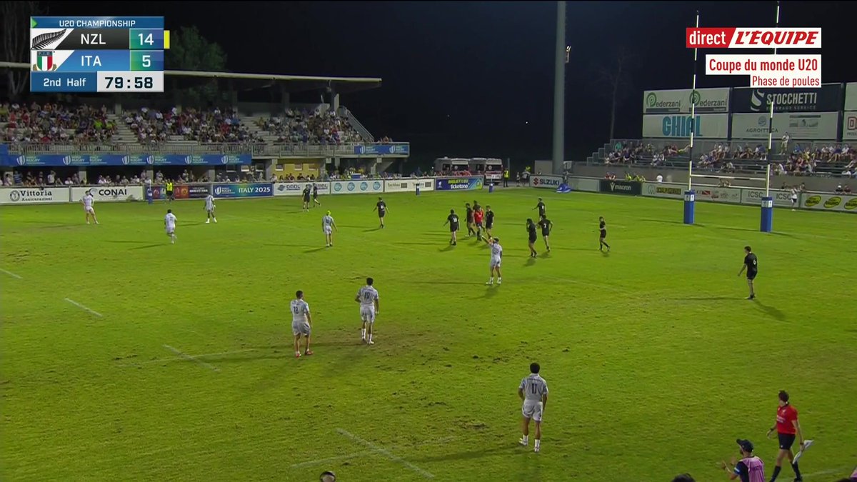 L’Italie n’est pas loin de la Nouvelle-Zélande mais s’incline contre les Baby Blacks pour le premier match de sa Coupe de monde U20 #lequipeRUGBY