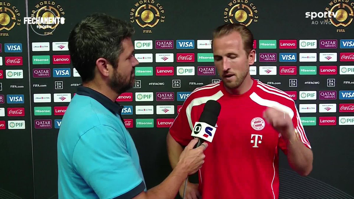 Autor de dois gols na vitória do Bayern, Harry Kane comentou pressão na saída de bola do Flamengo: "Nós demos trabalho"