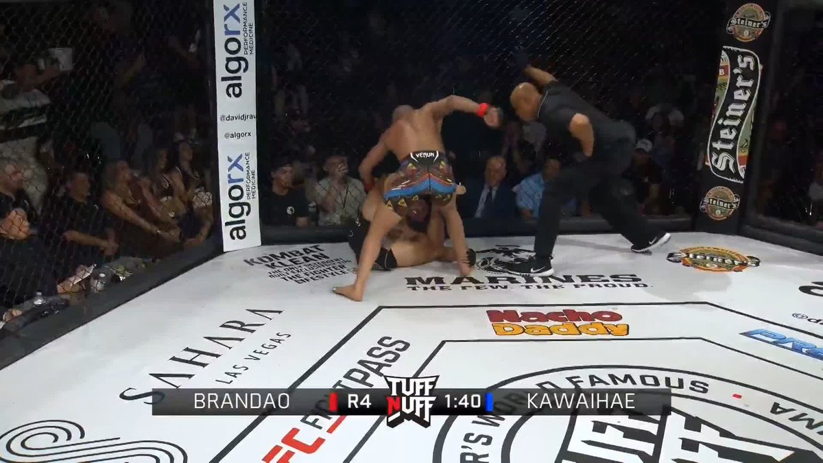 ‼️ HUGE UPSET ‼️ 38-year-old Diego Brandao just finished Canaan Kawaihae to defend his Tuff-N-Uff featherweight title at #TNU145 🤯 🎥 UFC FIGHT PASS