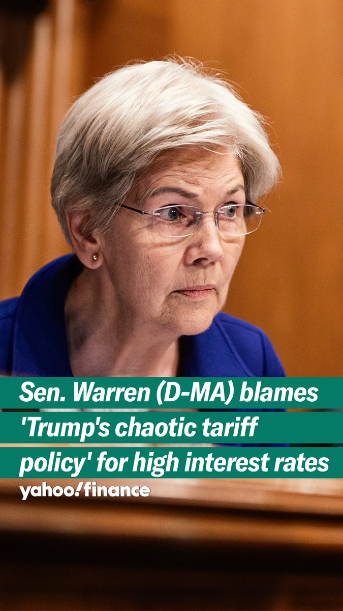 "Americans deserve lower interest rates," Senator Elizabeth Warren (D-MA) says, adding: "But Donald Trump's chaotic tariff policy is making it a whole lot harder..."