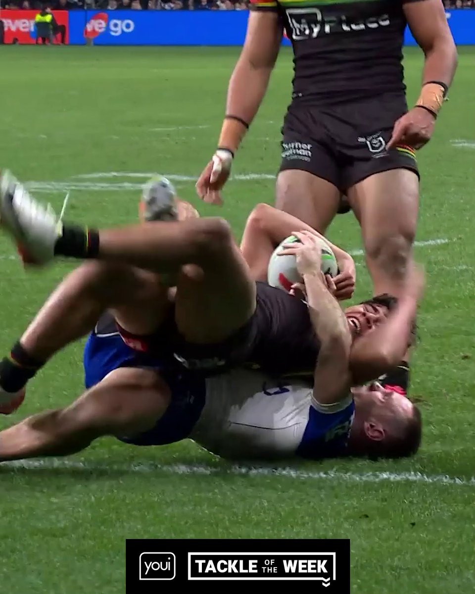 WHAT A TACKLE! Connor Tracey pulled off this epic try-saver against the Panthers 💪 Tackle of the Week, thanks to Youi.