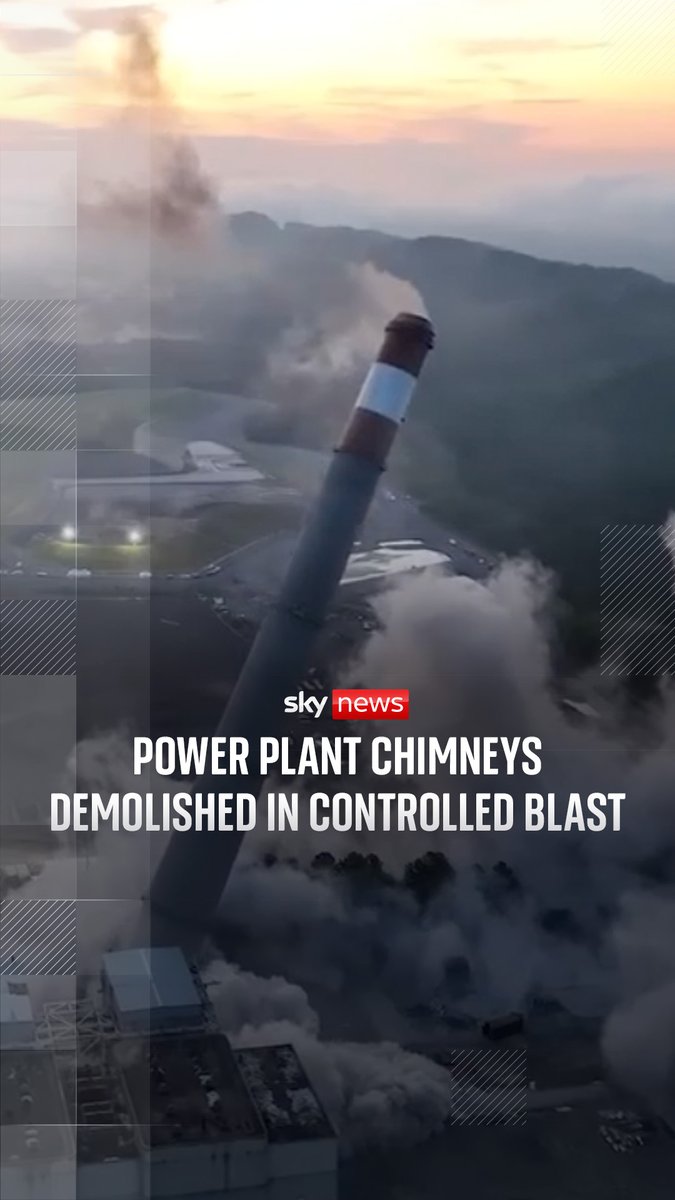 The chimneys of an old coal-fired power station in Tennessee were brought down in a controlled explosion.