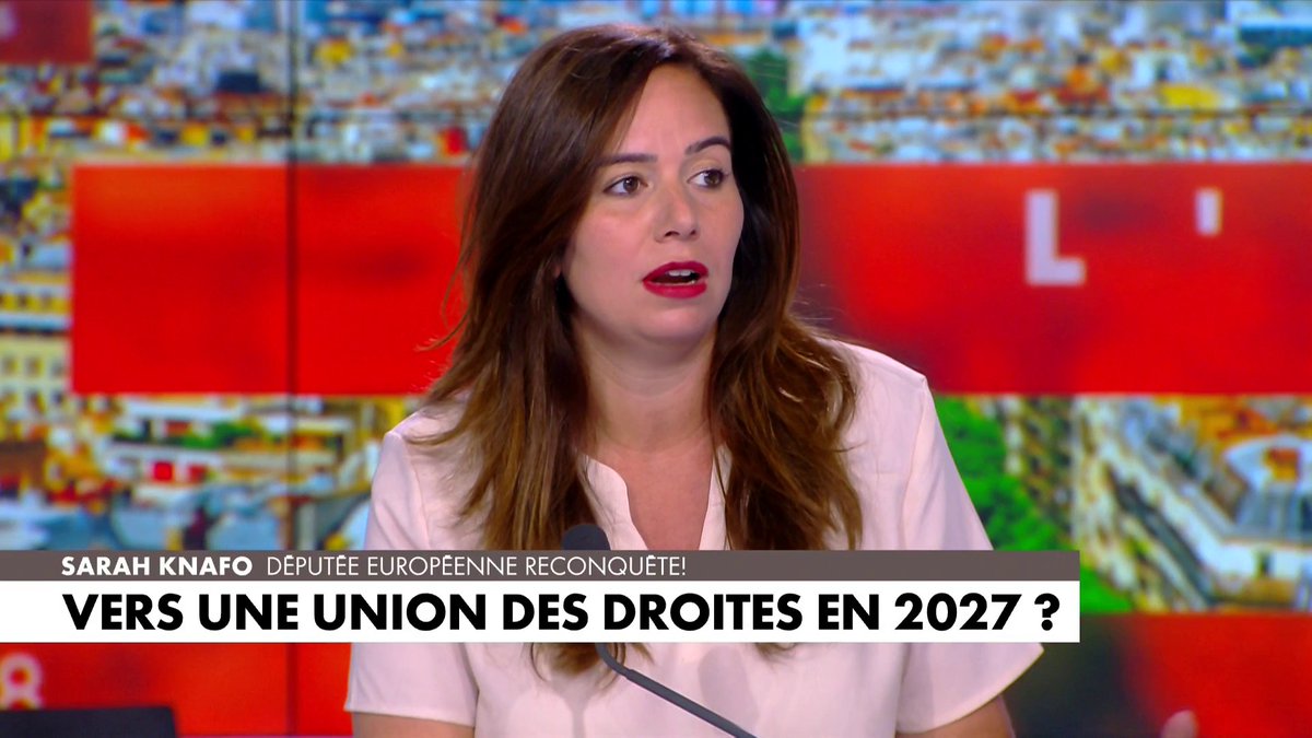 L'eurodéputée Reconquête! Sarah Knafo affirme que «la gauche passe du rêve à la réalité, il n'y a qu'à droite que ça reste un fantasme», quant à l'union des droites #HDPros