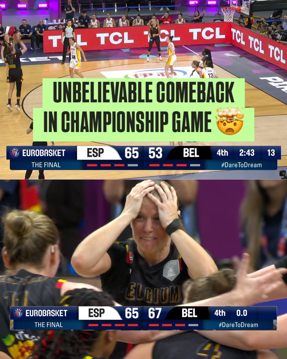 Incredible comeback by Belgium to become back-to-back FIBA Women's EuroBasket champions 🔥 #EuroBasketWomen, where amazing happens 🤷