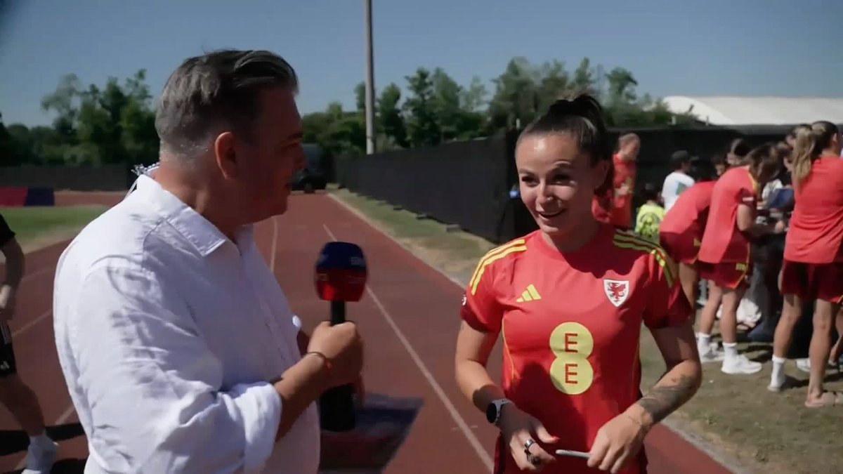 "It's amazing, we've not really experienced this yet, it's all new to us" 🤝 Hannah Cain on the support Wales have received upon arriving in Switzerland ahead of the Euros 🏴󠁧󠁢󠁷󠁬󠁳󠁿