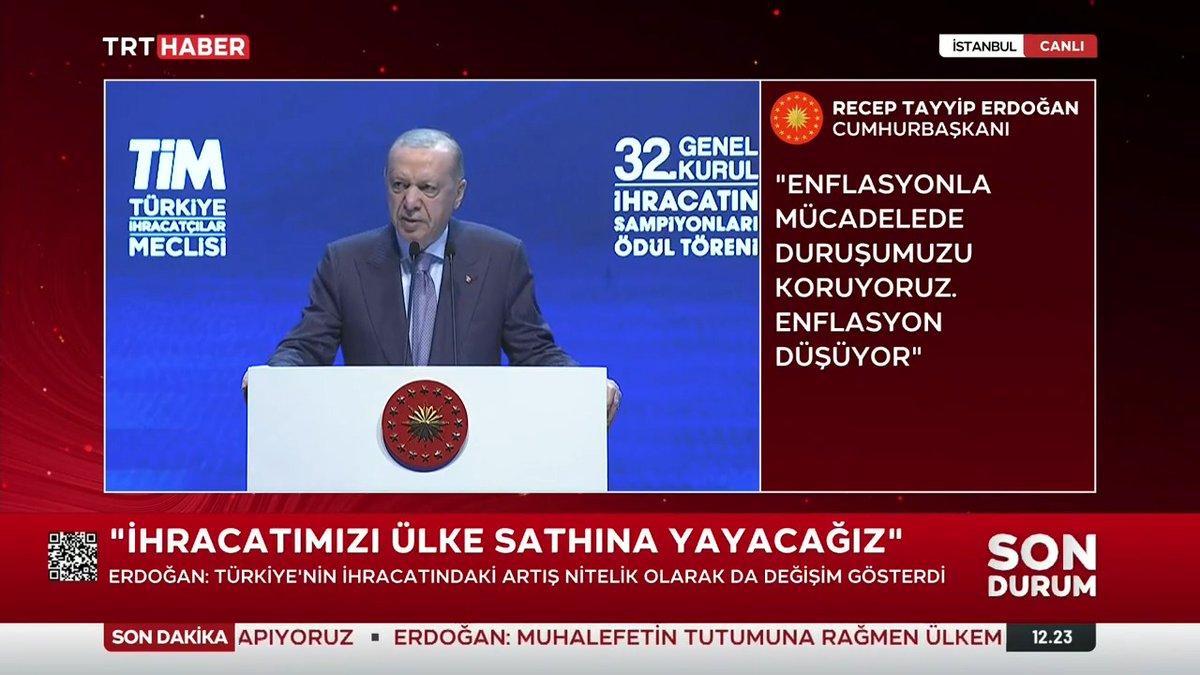 Cumhurbaşkanı Erdoğan: 2028'e kadar uzak ülkelere ihracatımızı 50 milyar dolara, İİT ülkelerinin toplam ihracatımızdaki payını yüzde 30 seviyesine yükseltmeyi hedefliyoruz.