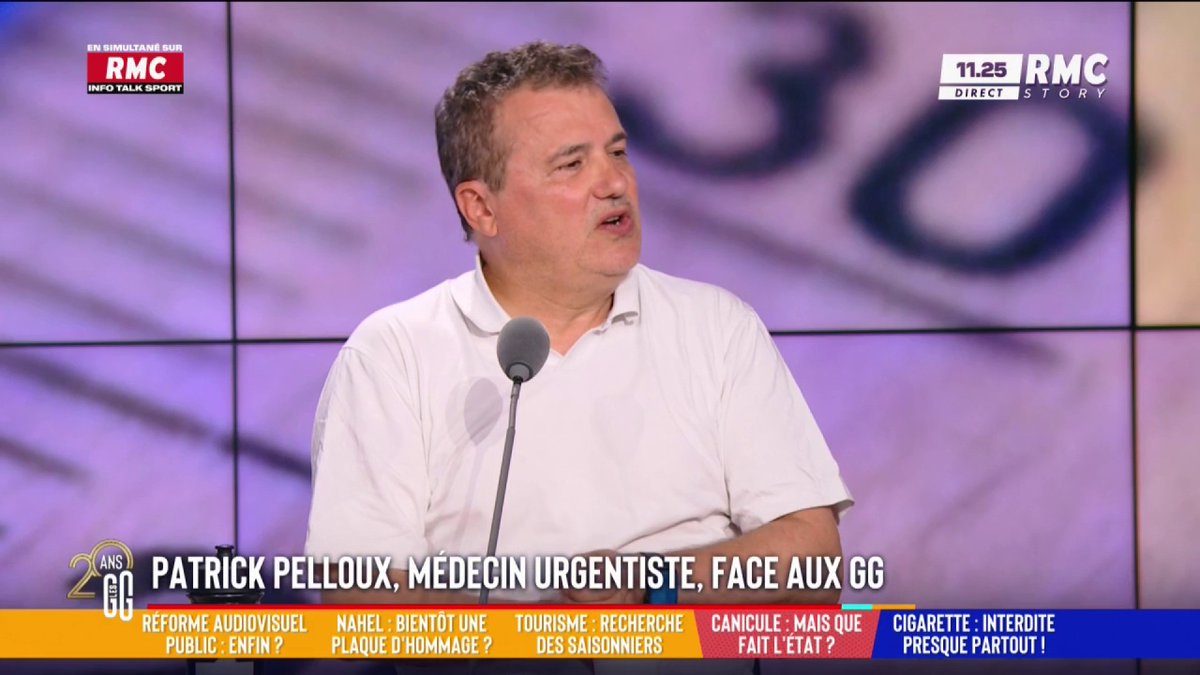 🥵 Les solutions pour les plus démunis afin se protéger de la chaleur, avec Patrick Pelloux : "Vous vous mouillez le t-shirt, et vous allumez le ventilateur. Il faut boire de l'eau du robinet et manger des fruits frais. Et la nuit, faire des courants d'air." #GGRMC