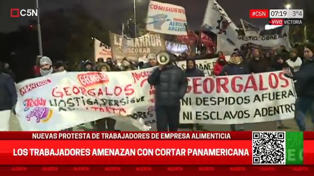 📍 En Vivo | Desde Victoria ⭕ Trabajadores de Georgalos amenazan con cortar Panamericana por despidos en la empresa alimenticia 📲En vivo por #C5N y en