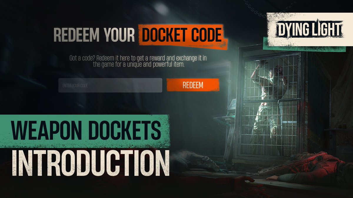What are dockets? They’re special codes that you can redeem to add new weapons, outfits, or other items to your Dying Light: The Beast stash. Keep a close eye on our social media posts, images, videos, and websites — you never know when you could find one hidden within. Whenever you spot a docket, head over to and enter it.