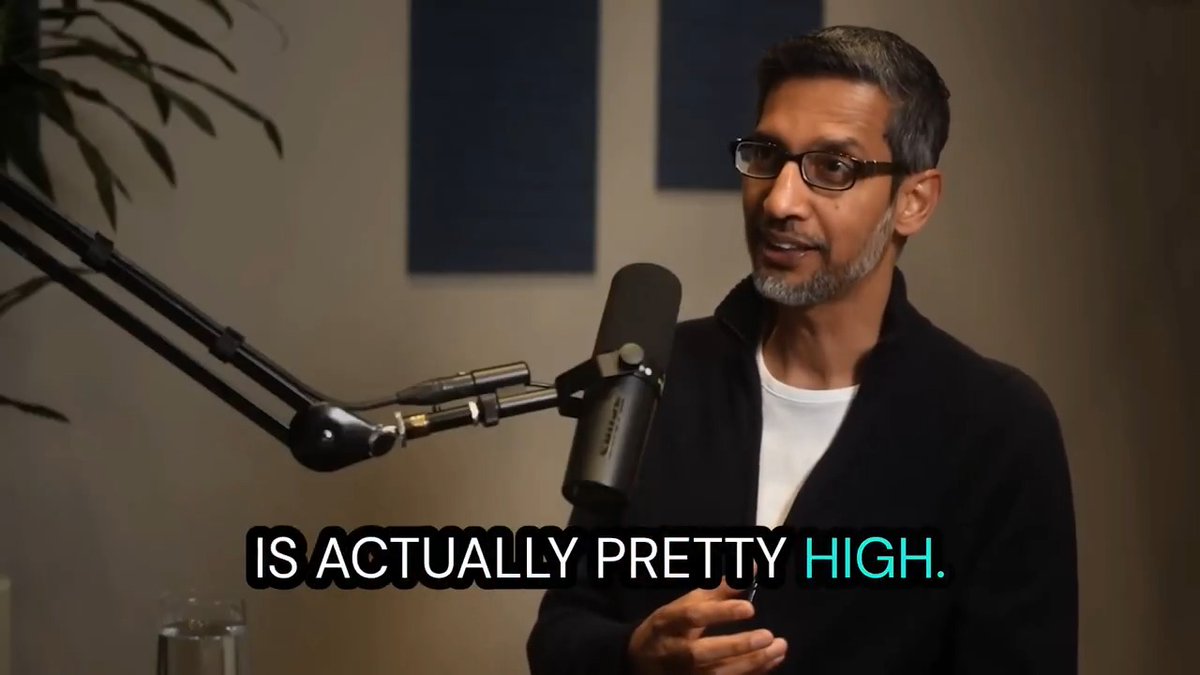 Google CEO Sundar Pichai says the underlying risk of AI destroying all of human civilization is "actually pretty high". However, he says he's optimistic because he expects humanity to come together and collectively put its mind to solving the problem.