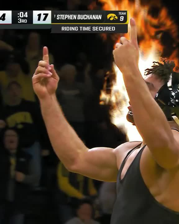 This one had Carver rocking 🔊 We're reliving Stephen Buchanan's big pin to help Iowa Hawkeye Wrestling rally past Nebraska last season 👇 #B1GWrestling
