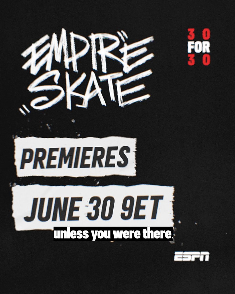 “Empire Skate,” directed by Josh Swade and presented in association with TIME Studios, chronicles the untold story of Supreme through the lens of a group of young New York skaters who helped launch a movement that redefined modern fashion and youth culture. Tune in tonight at 9PM EST on ESPN | Streaming later on ESPN+, Hulu, and Disney+.