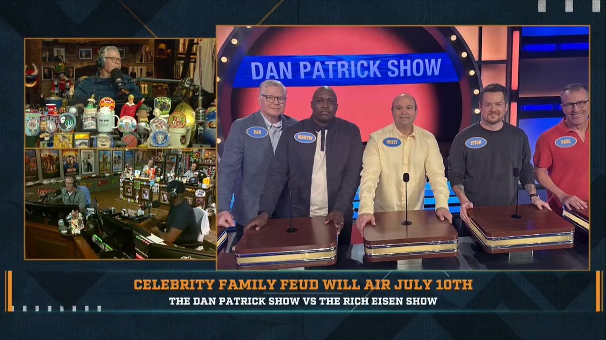 🚨 Our episode of Celebrity Family Feud will air Thursday, July 10! 🚨 Dan Patrick Show vs. Rich Eisen Show on the season premiere of Celeb Family Feud!