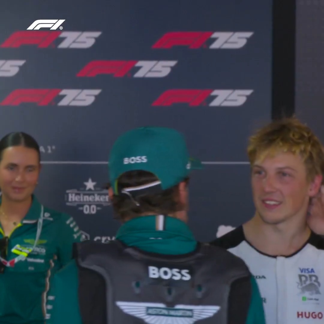 Catching up in the post-race pen 🤗 Former rivals, Liam Lawson and Fernando Alonso, couldn't have been happier with their results! #F1 #AustrianGP