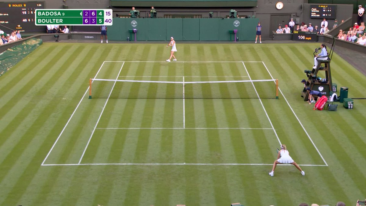 Boulter's beaming on Centre Court 🇬🇧 The British No.2 takes down the No.9 seed, Paula Badosa, 6-2, 3-6, 6-4 #Wimbledon