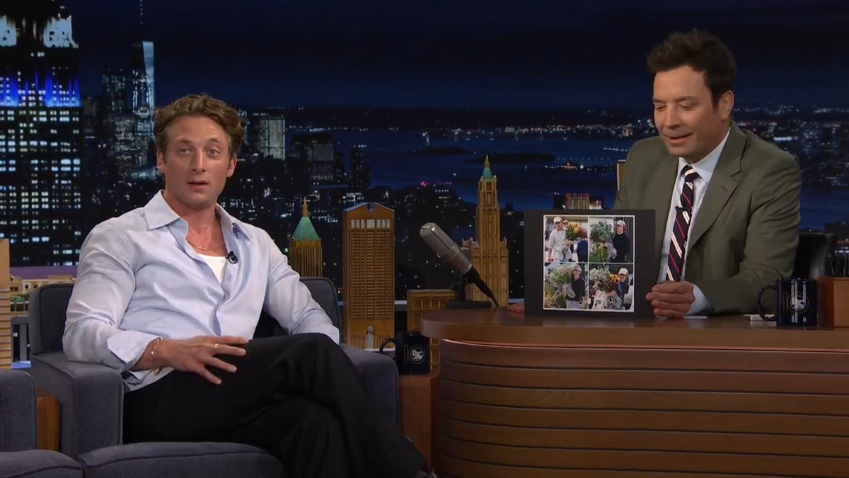 Jeremy Allen White explains why he’s always getting photographed carrying flowers 💐 #FallonTonight
