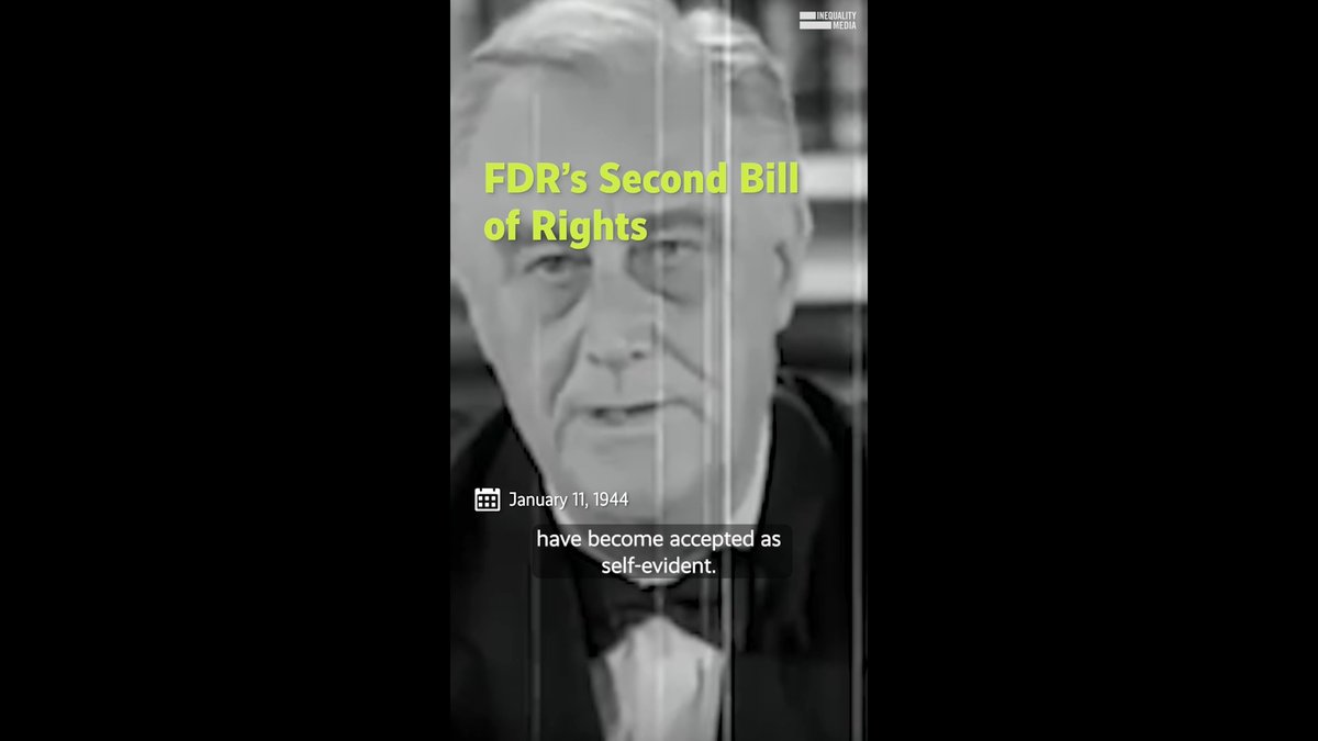 81 years ago, FDR proposed a second Bill of Rights to guarantee every American the right to employment, healthcare, education, housing, and a living income. His words are as relevant now as they were then. Watch.