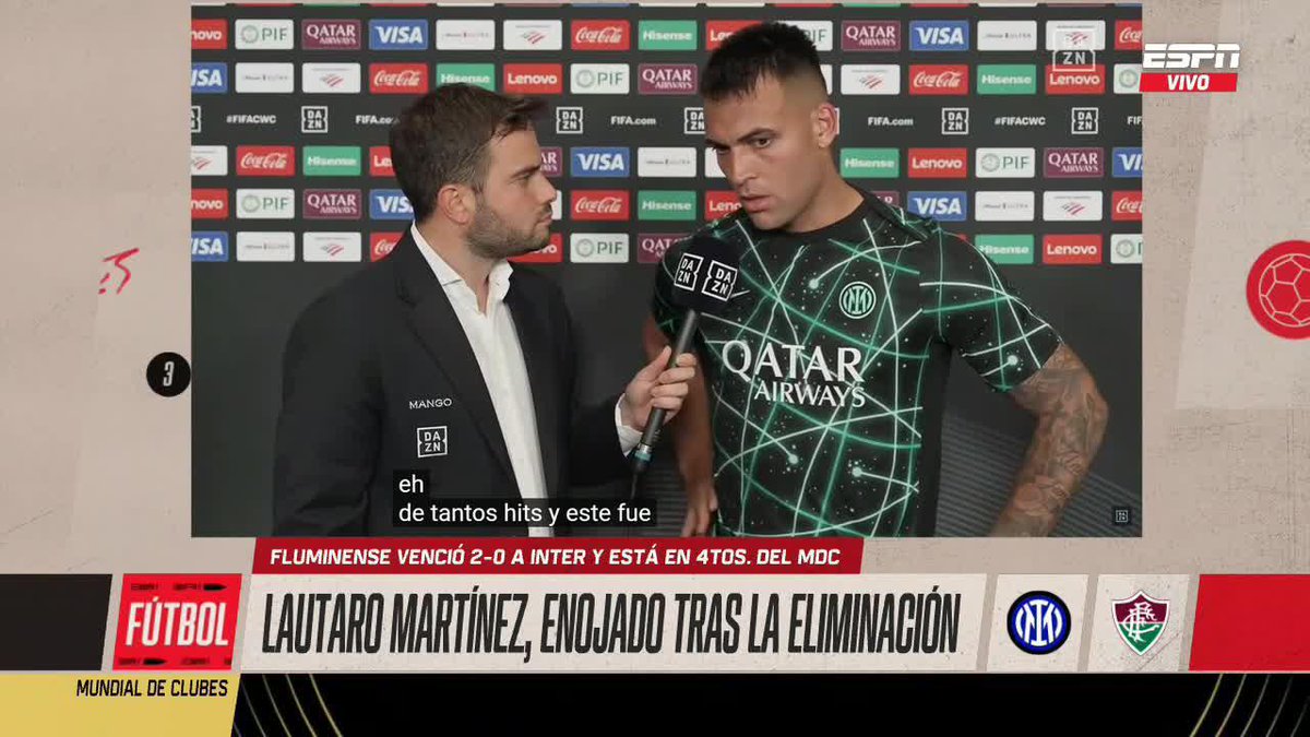 MUY ENOJADO: Atención a las declaraciones de Lautaro Martínez tras la eliminación de Inter en el Mundial de Clubes. 📺 No te pierdas #ESPNEquipoF en vivo por #DisneyPlus